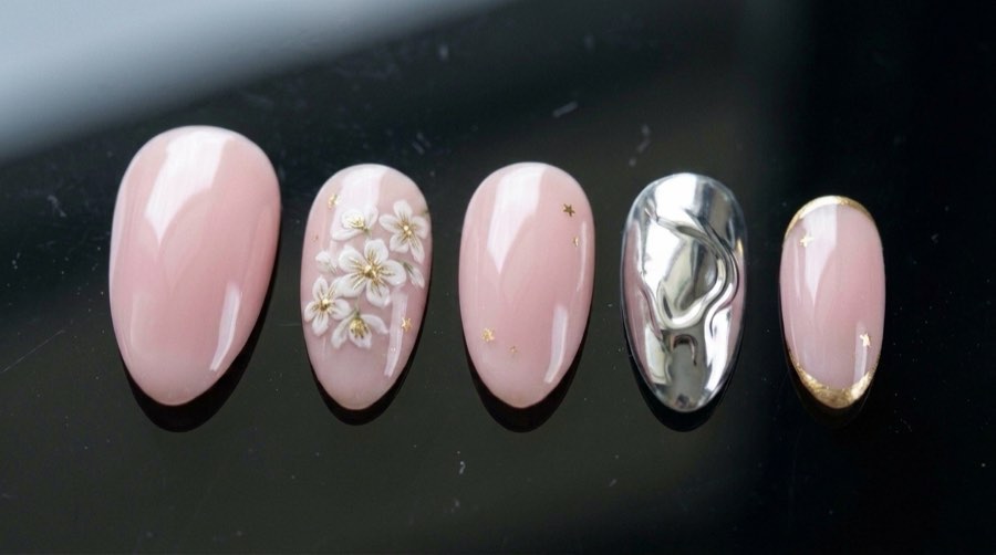 Five press-on nails, revision 3 of the same set